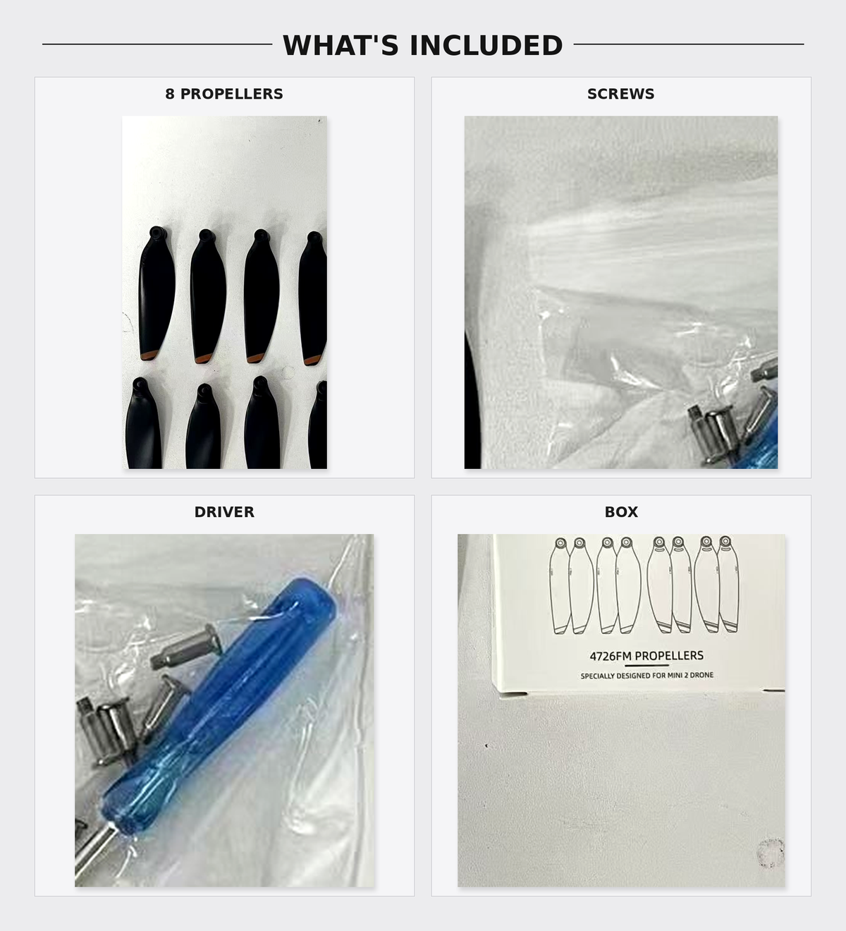 Mini 2 Propeller Set – 8 blades + screws + screwdriver (4726FM) — F2-whats-included-grid-real.png