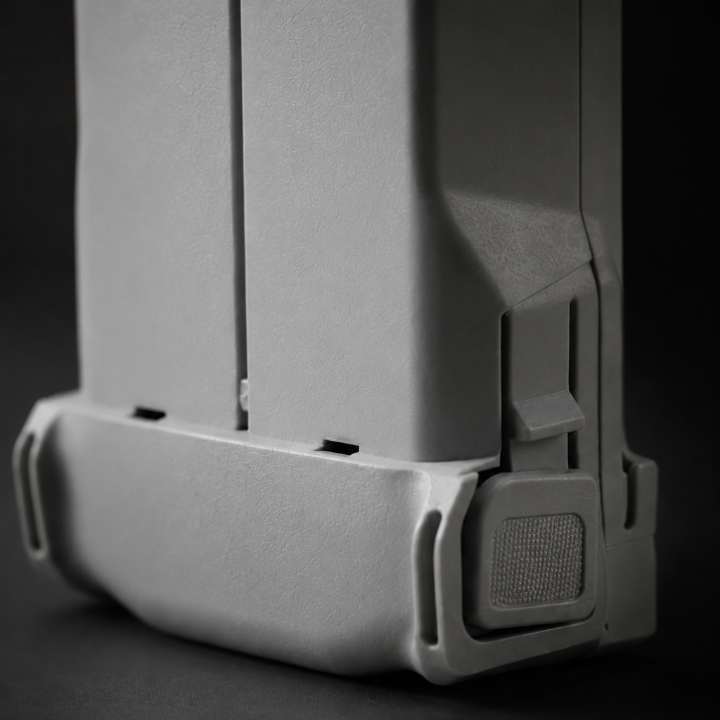 Latch and power button detail, Mini 3 family battery